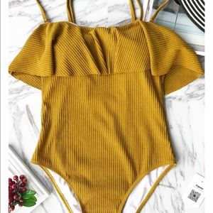 Ruffle bodice bathing suit